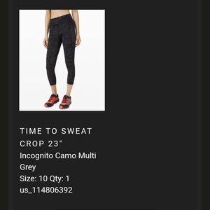 Lululemon Time to Sweat crop 23" size 10